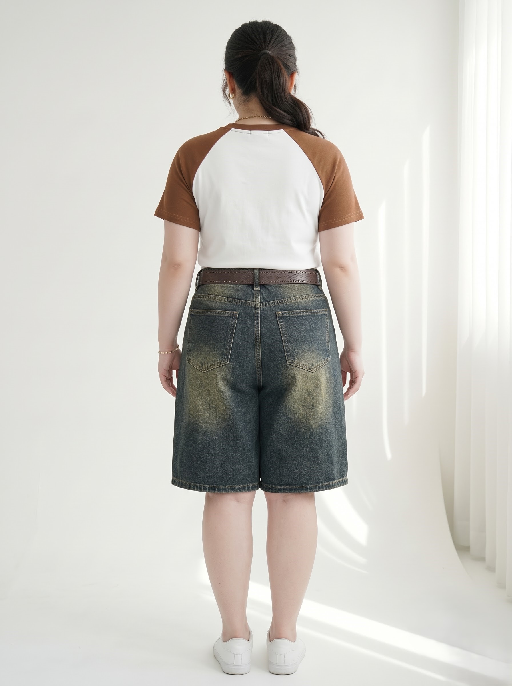 Quần Jean Lửng Ép Đá Bigsize Nữ Dáng A Rộng Lưng Siêu Cao Không Co Giãn Dài 65cm Vừa 55–90kg - T-QSJ84