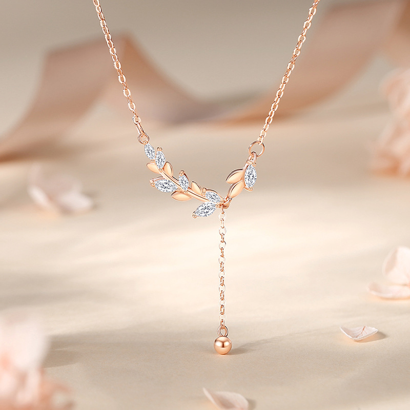 Dây Chuyền Bạc S925 Cành Nguyệt Quế Đính Đá Zircon Dáng Thả Sang Trọng HTT031VH Vàng Hồng - Trắng_thumbnail_2
