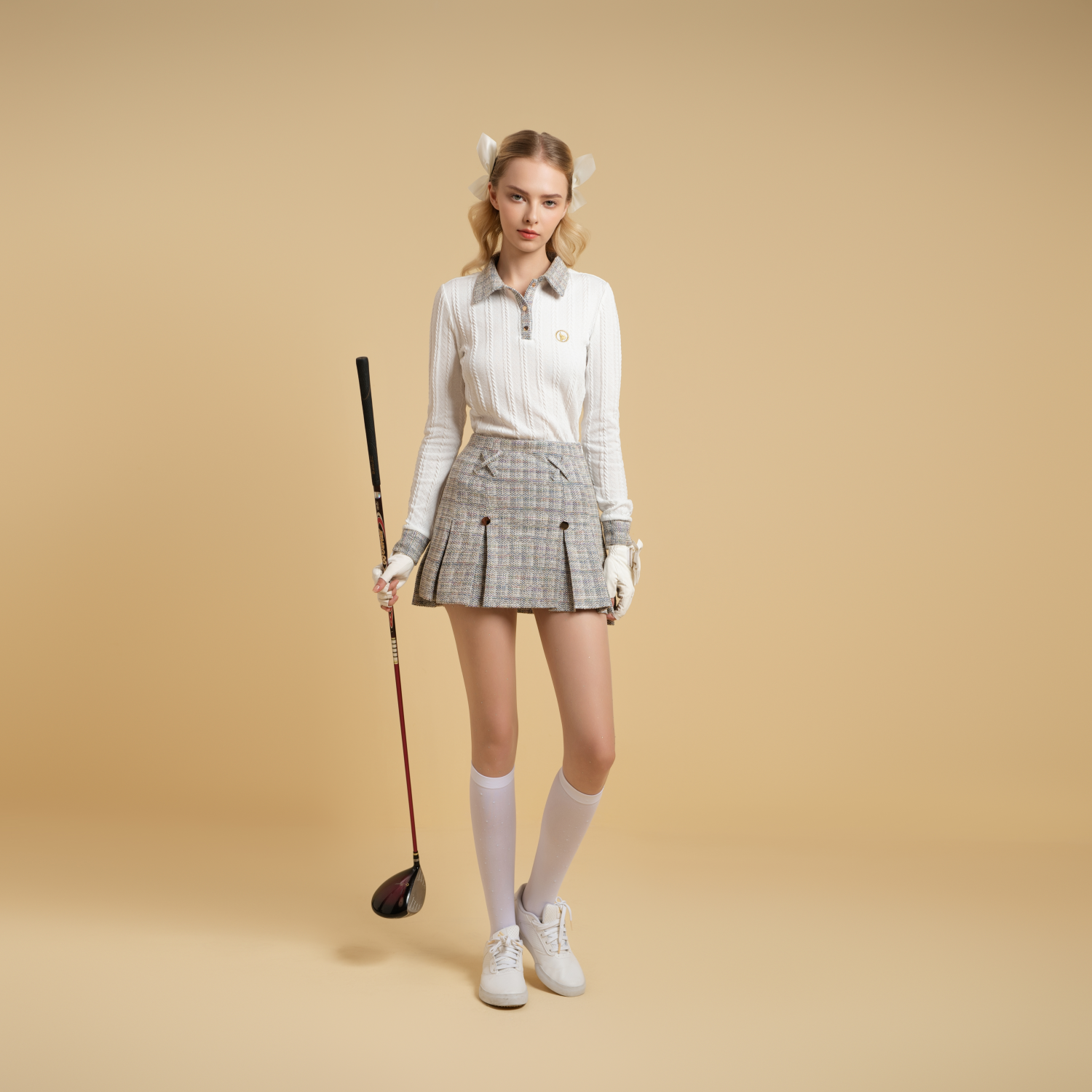 Áo Polo Phối Cổ Tweed Nữ