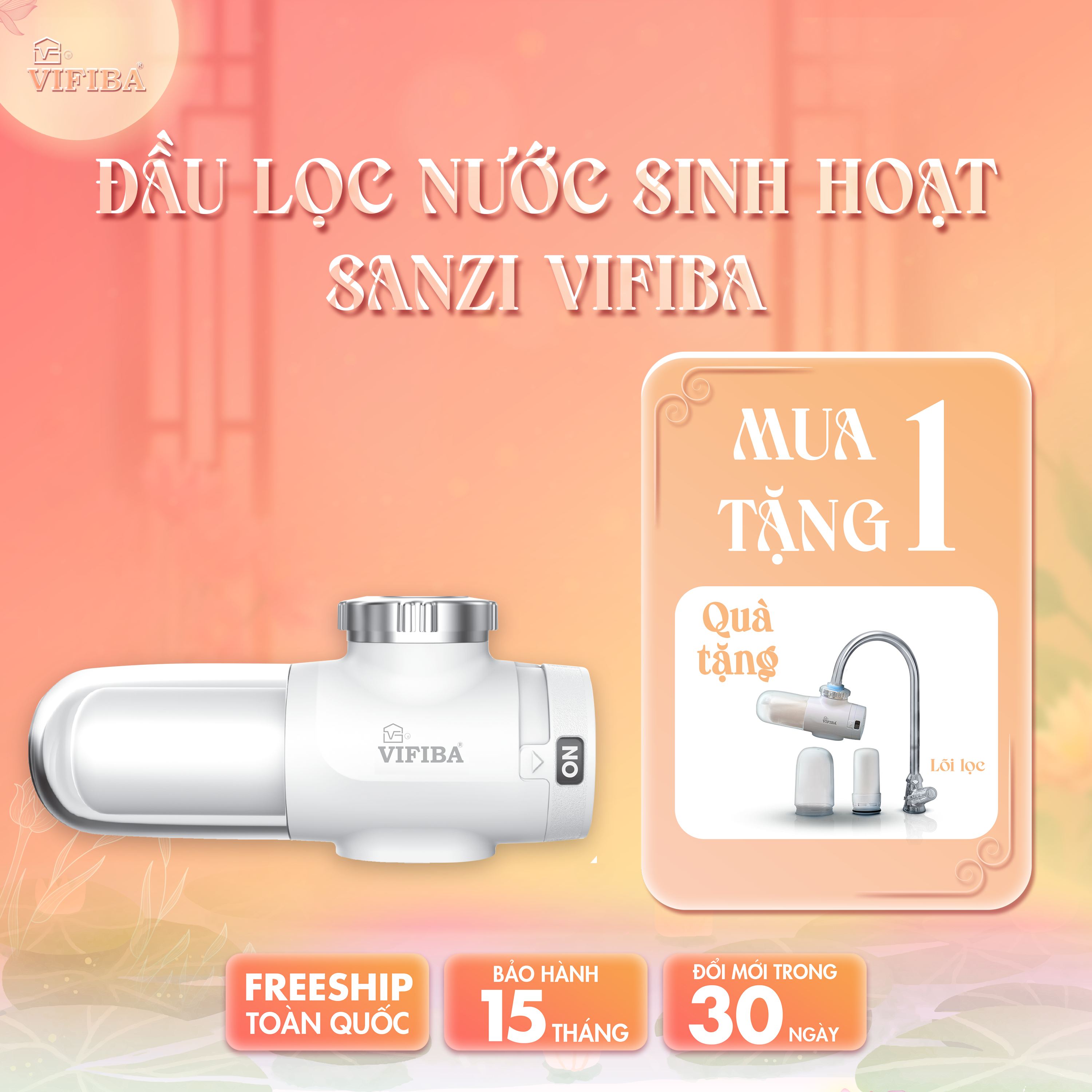 Bộ lọc nước VIFIBA x Sanbee Khử CLO - MUA 1 TẶNG 1