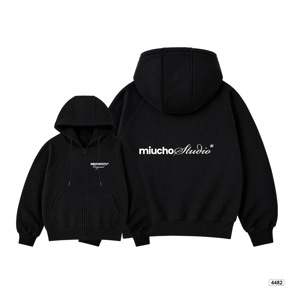 Áo hoodie zip Miucho form rộng basic nỉ 2 da in typography 4482_thumbnail_7
