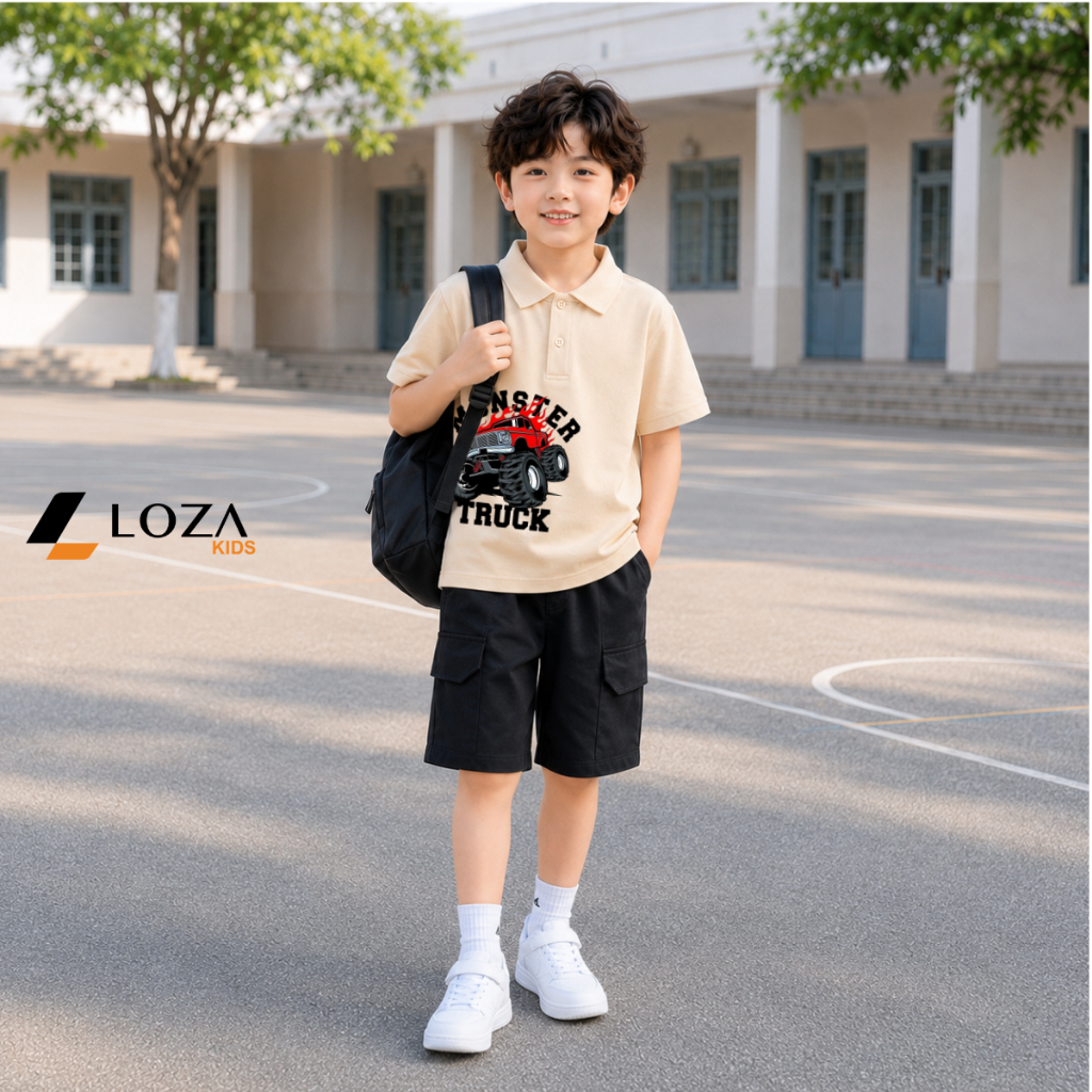 Bộ Polo bé trai hình xe Monster  - Loza Kids BU730_thumbnail_3