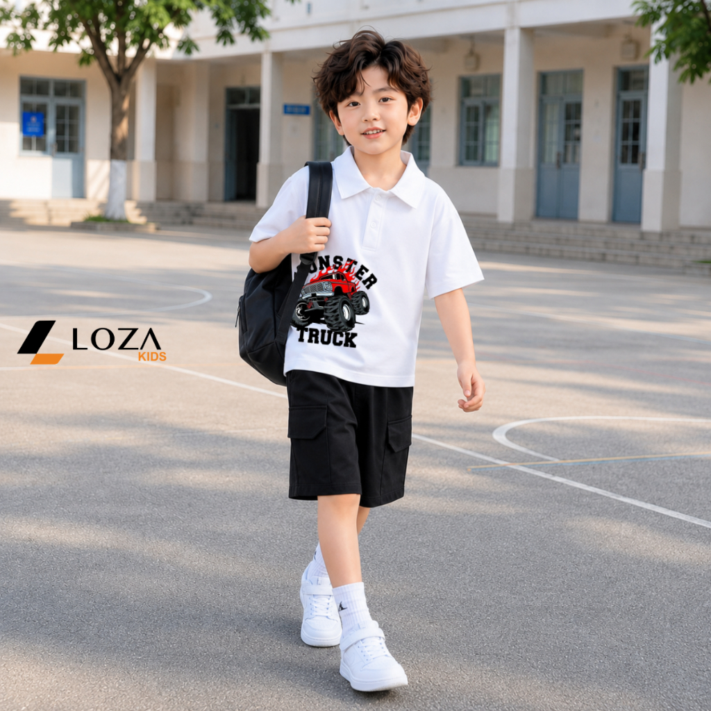 Bộ Polo bé trai hình xe Monster  - Loza Kids BU730_thumbnail_5
