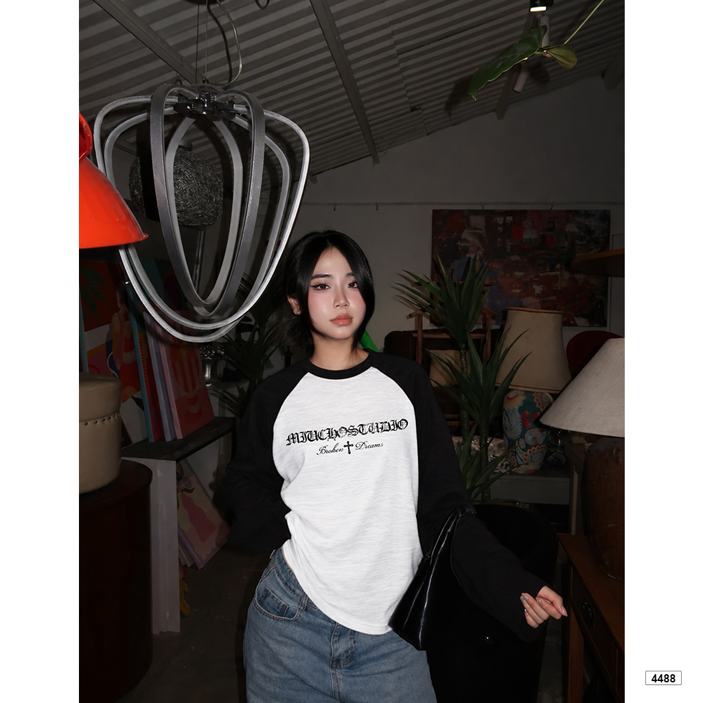 Áo thun nữ tay dài form boxy Miucho cotton xược thoáng mát 4488_thumbnail_4