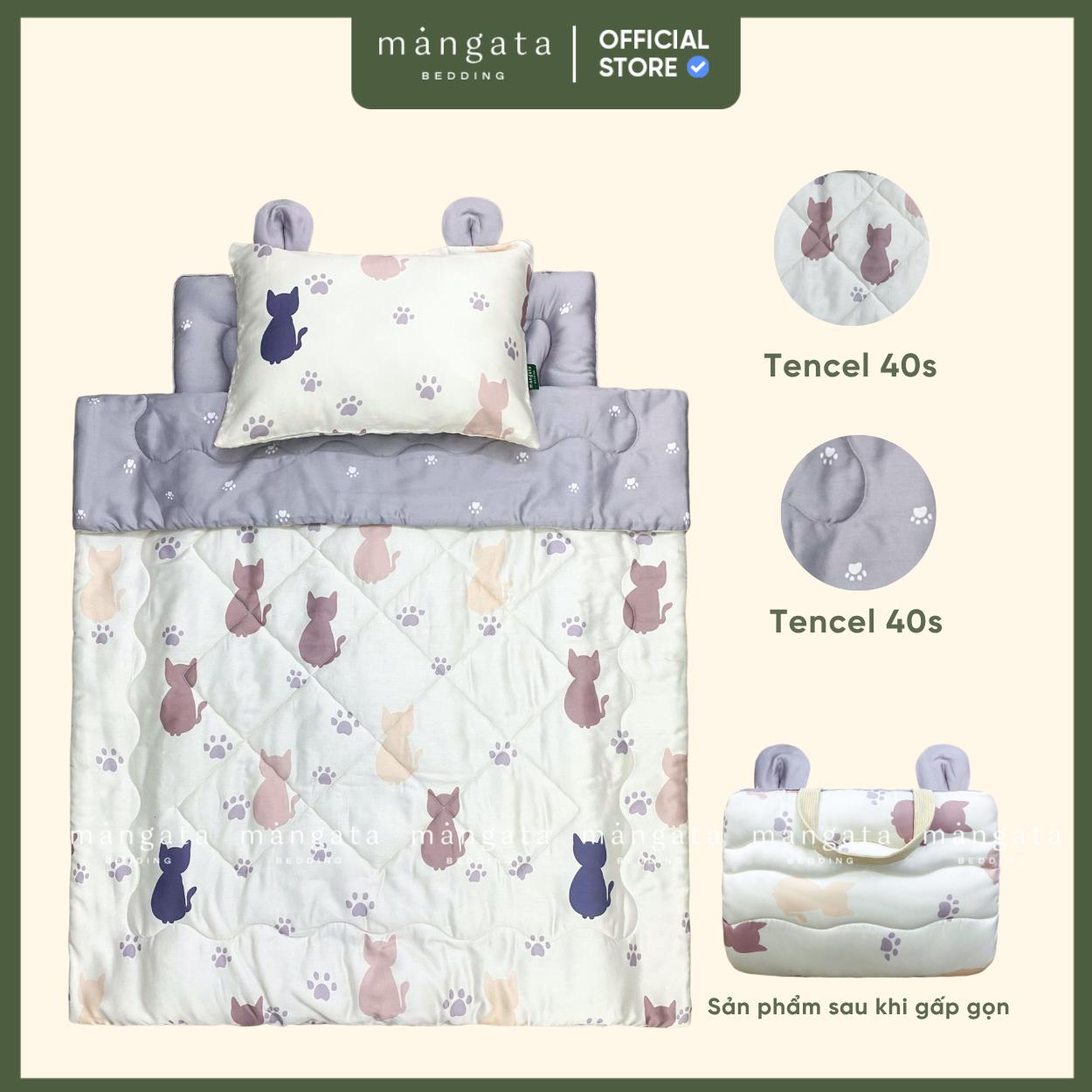 Mẫu Mèo xám - Bộ chăn gối gấp gọn đi học _thumbnail_1