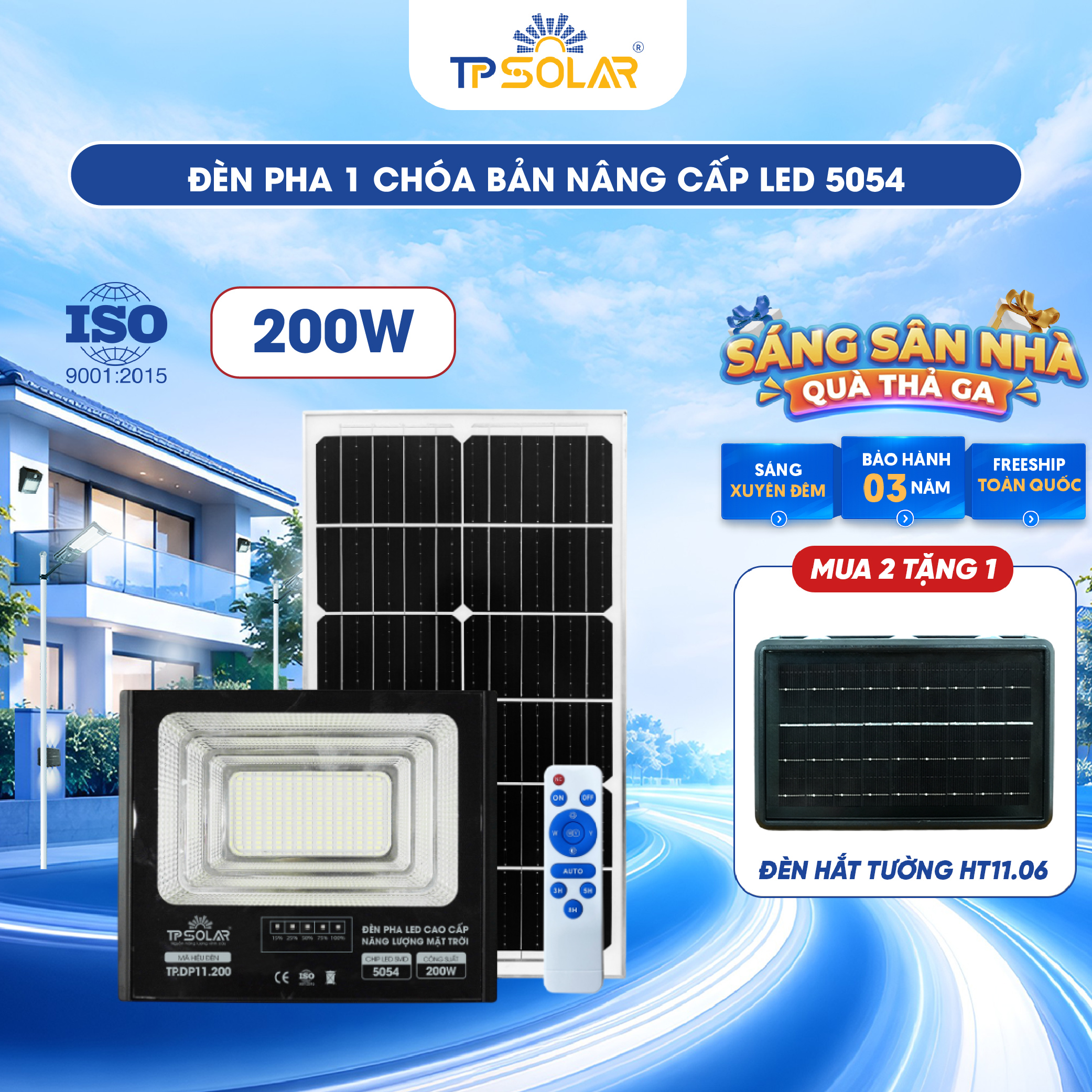 Đèn pha LED 1 chóa cao cấp năng lượng mặt trời TP SOLAR DP11