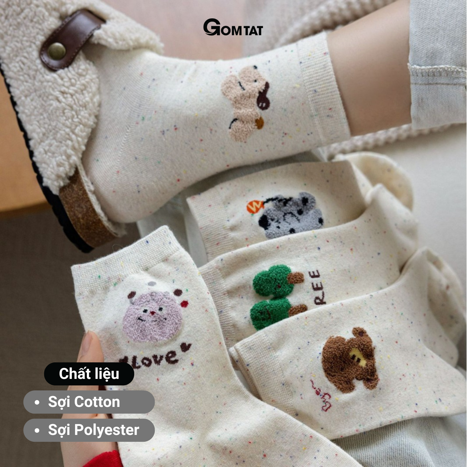 Set 5 đôi tất cao cổ nữ họa tiết cây thú GOMTAT, vớ chân phong cách Hàn Quốc cute, chất cotton mềm mịn – JIN-2518-CB5_thumbnail_5