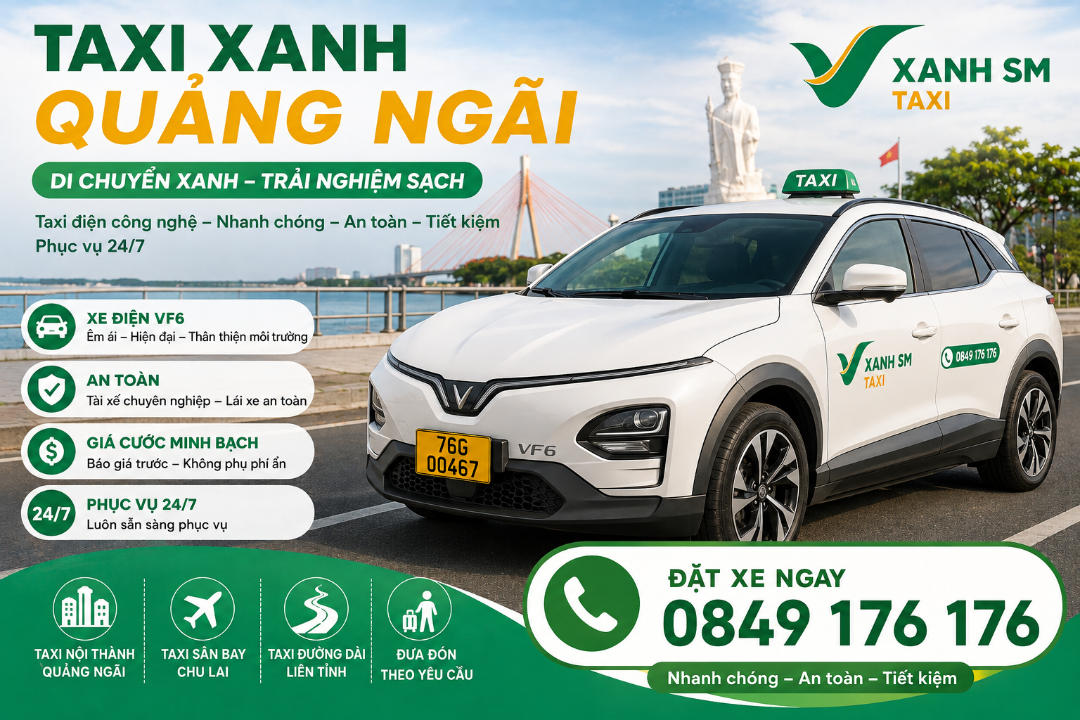 Taxi Xanh Quảng Ngãi Dịch Vụ Ghép Xe Tiết Kiệm Chi Phí 2026