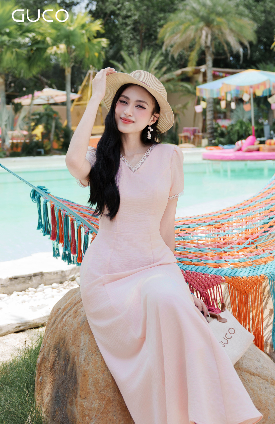 GUCO Đầm Maxi Hồng Pastel Dịu Dàng_thumbnail_2