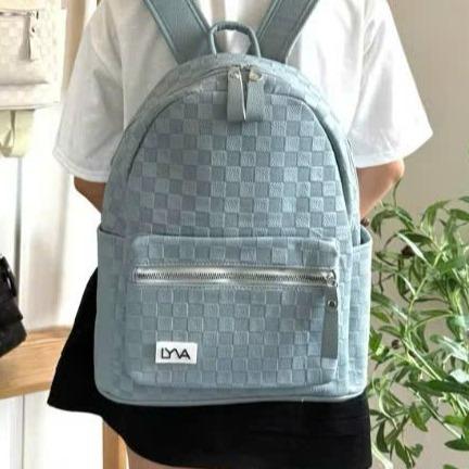 (Không Móc Khóa) Balo Thời Trang Họa Tiết Caro Dập Nổi Chống Nước Nhiều Ngăn Phong Cách Hàn Quốc BL054_thumbnail_1