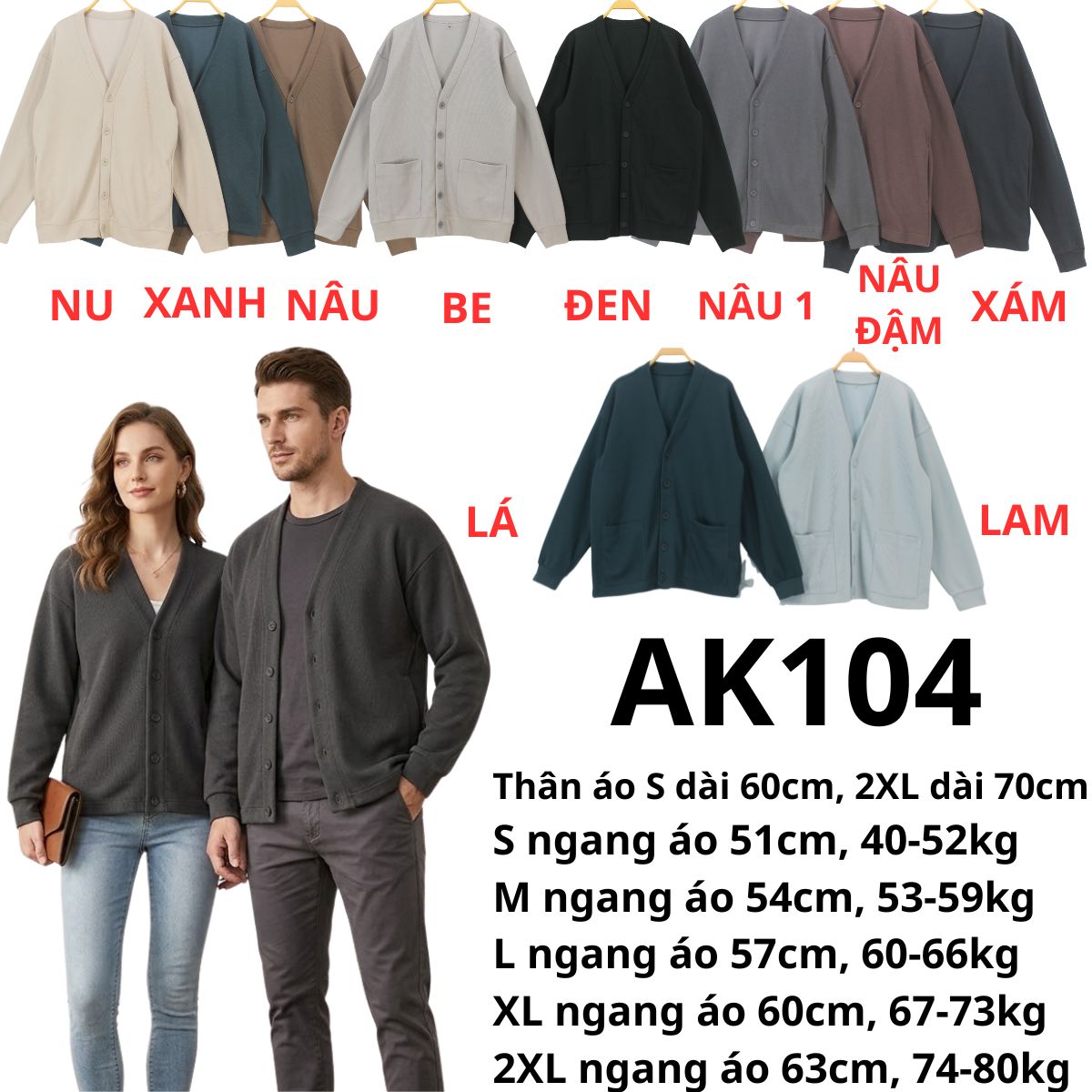 AK104- Áo khoác Nam, nữ
