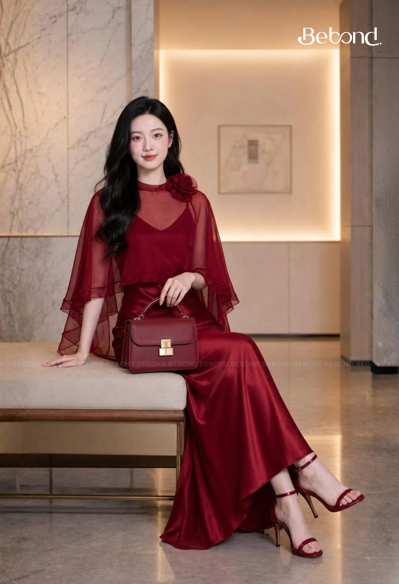 Váy dây lụa kèm choàng ANNIE màu ĐỎ_thumbnail_1