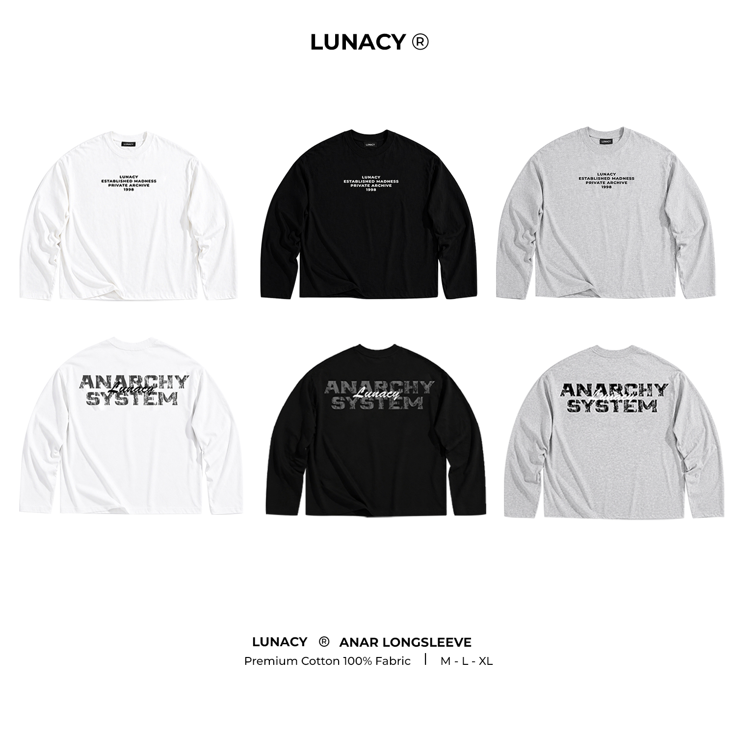 "LUNACY" ANAR  LONGSLEEVE T-SHIRT COTTON
