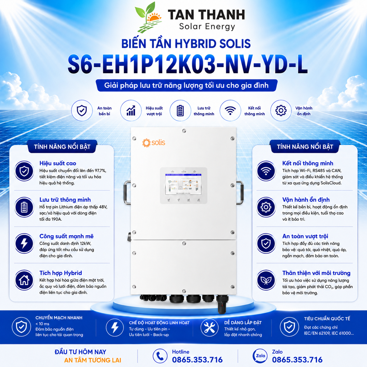 Solis S6-EH3P12K02-NV-YD-L 12kW 3 Pha