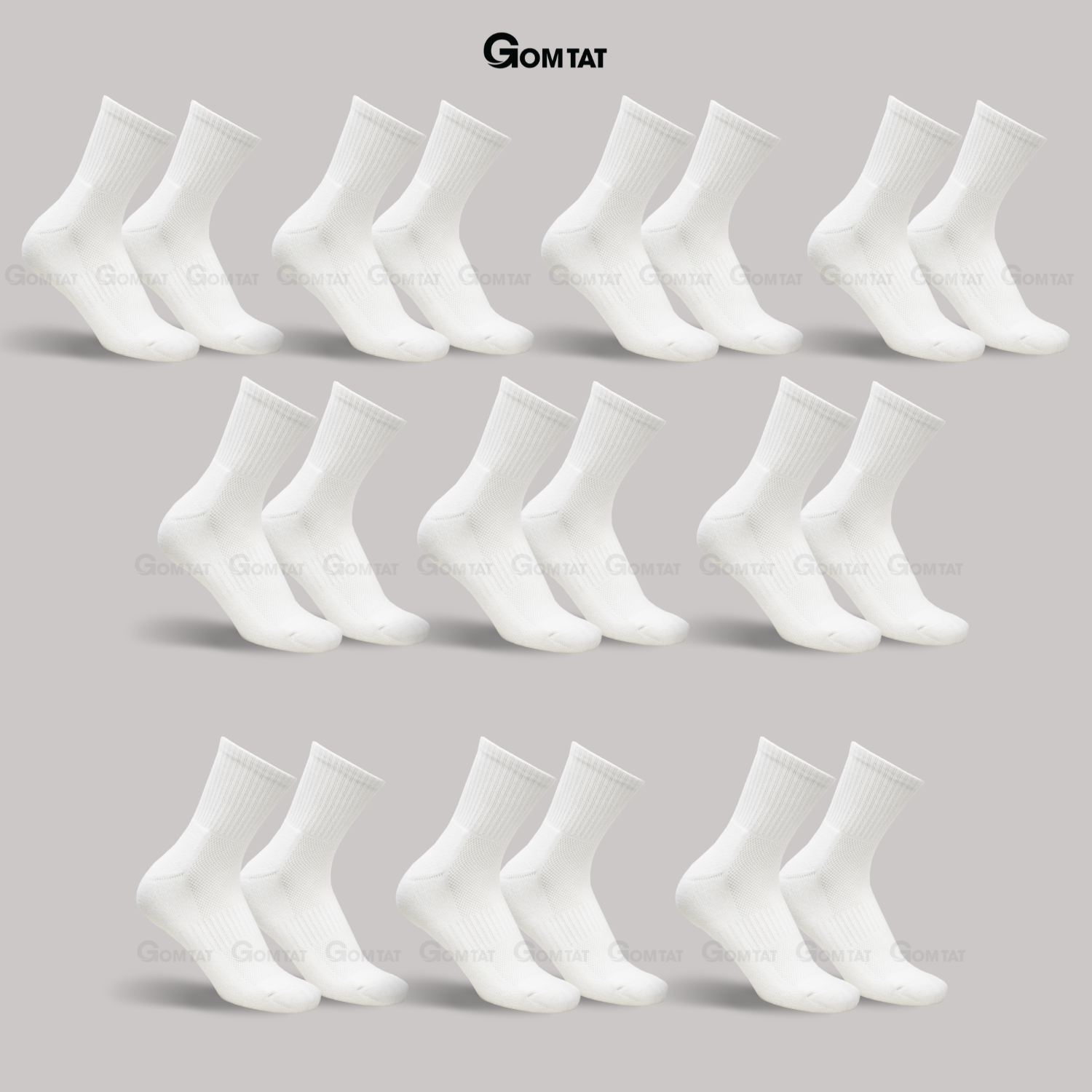 Combo tất cổ cao, cổ trung nam nữ GOMTAT, chất liệu cotton đệm xù êm chân - TATXU-TRON_thumbnail_20