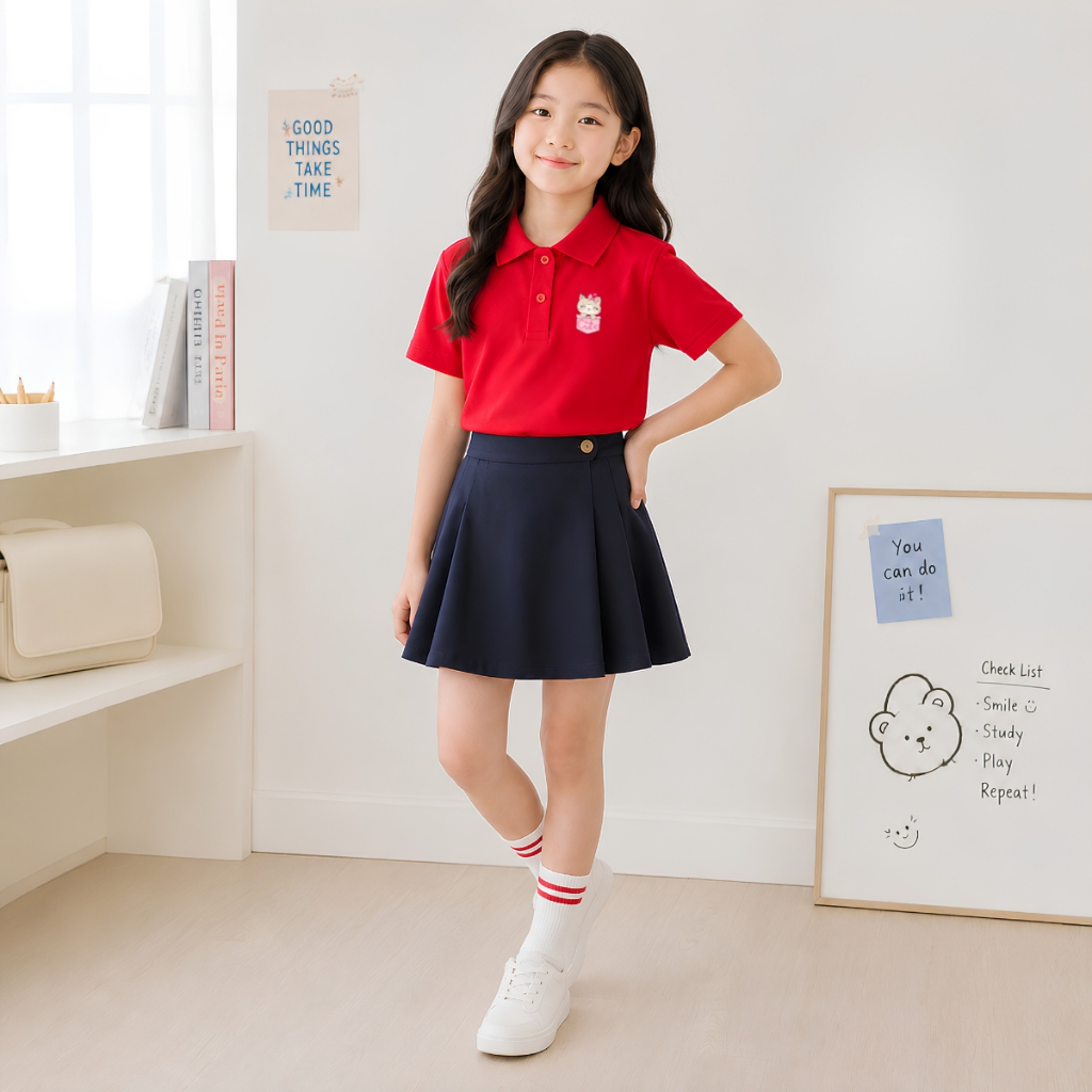 Áo polo bé gái in hình HỘP QUÀ MÈO CON - Loza Kids PL3648_thumbnail_2