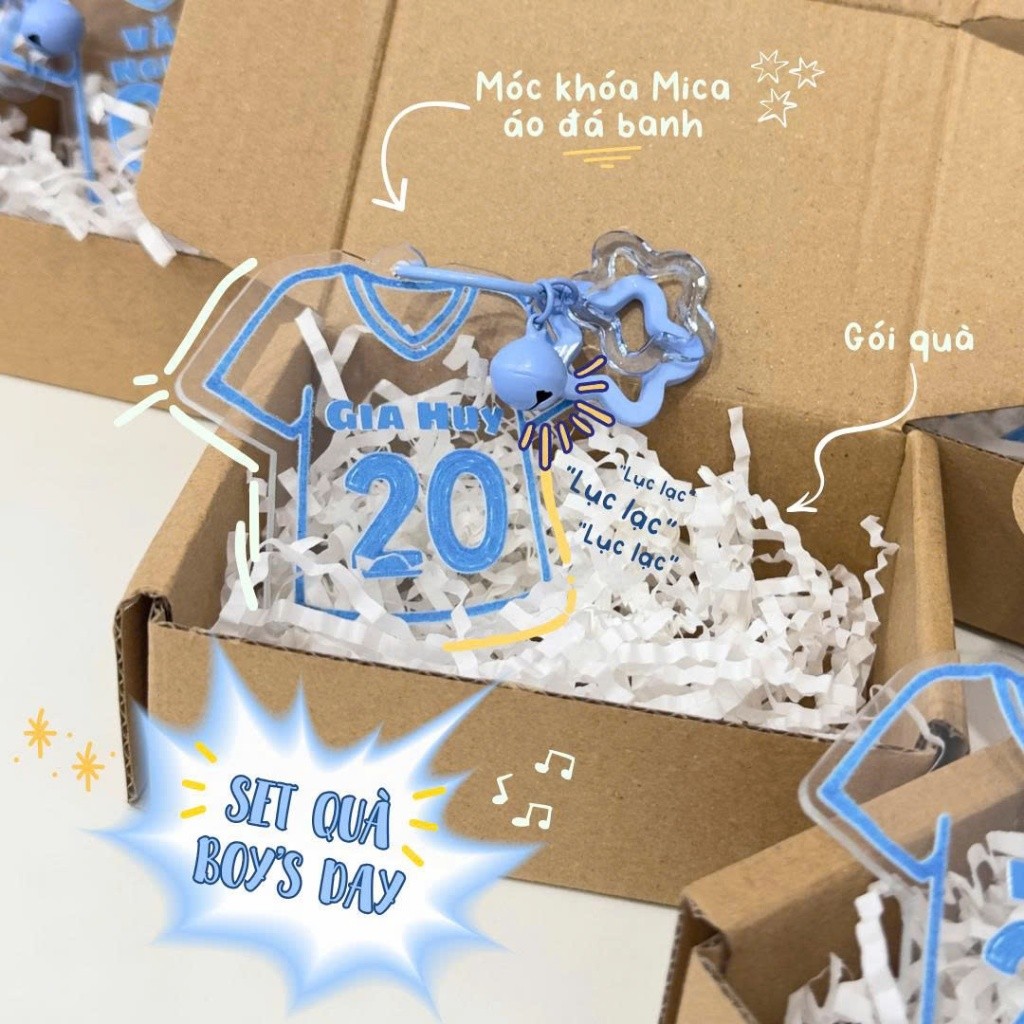 Set Quà Móc khóa Mica áo đá banh in tên theo yêu cầu