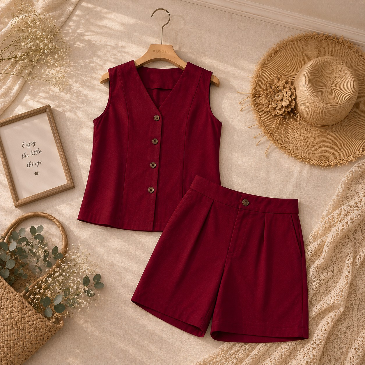 Bộ Linen bột đùi áo sát nách cổ tim_thumbnail_2