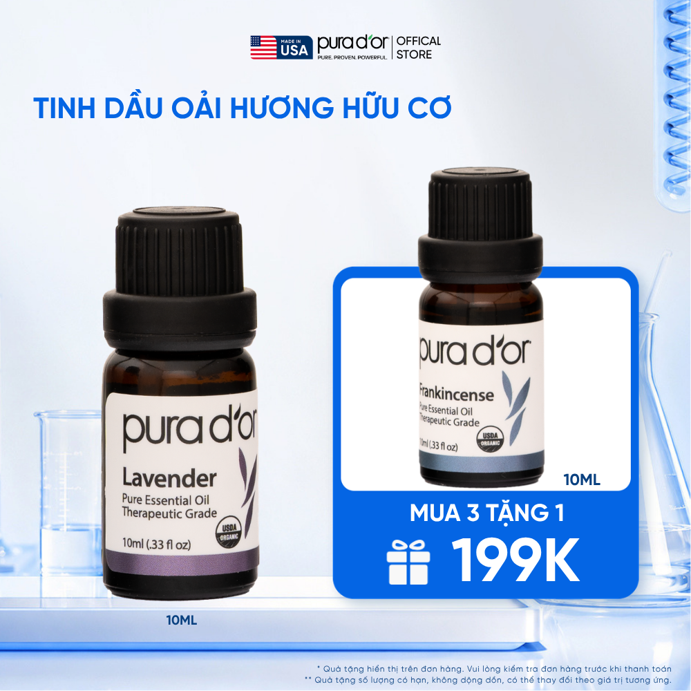 Tinh Dầu Oải Hương Hữu Cơ PURA D’OR Therapeutic Grade Lavender Essential Oil 10ML