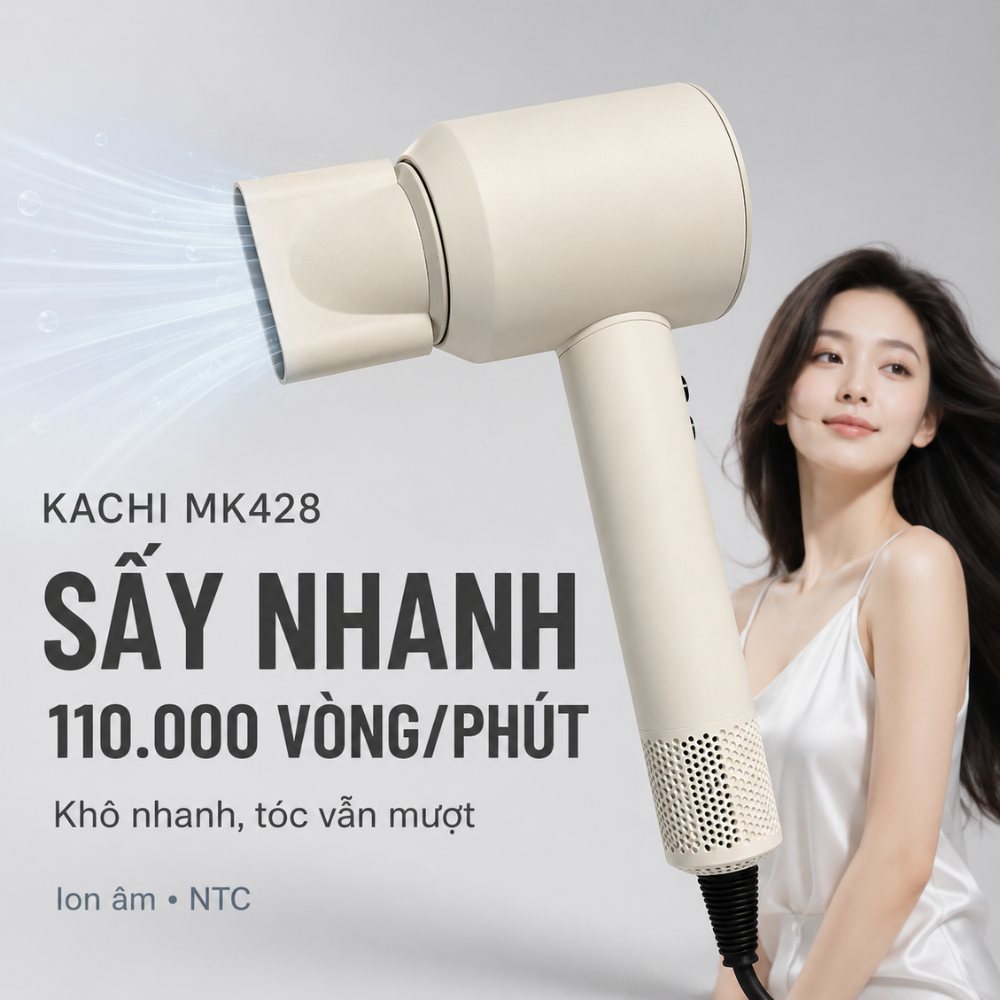 Máy Sấy Tóc Tốc Độ Cao Kachi MK428 ION (110.000 vòng/phút) - Sấy Nhanh, Chăm Sóc Tóc Ion Âm, Kiểm Soát Nhiệt NTC_thumbnail_4