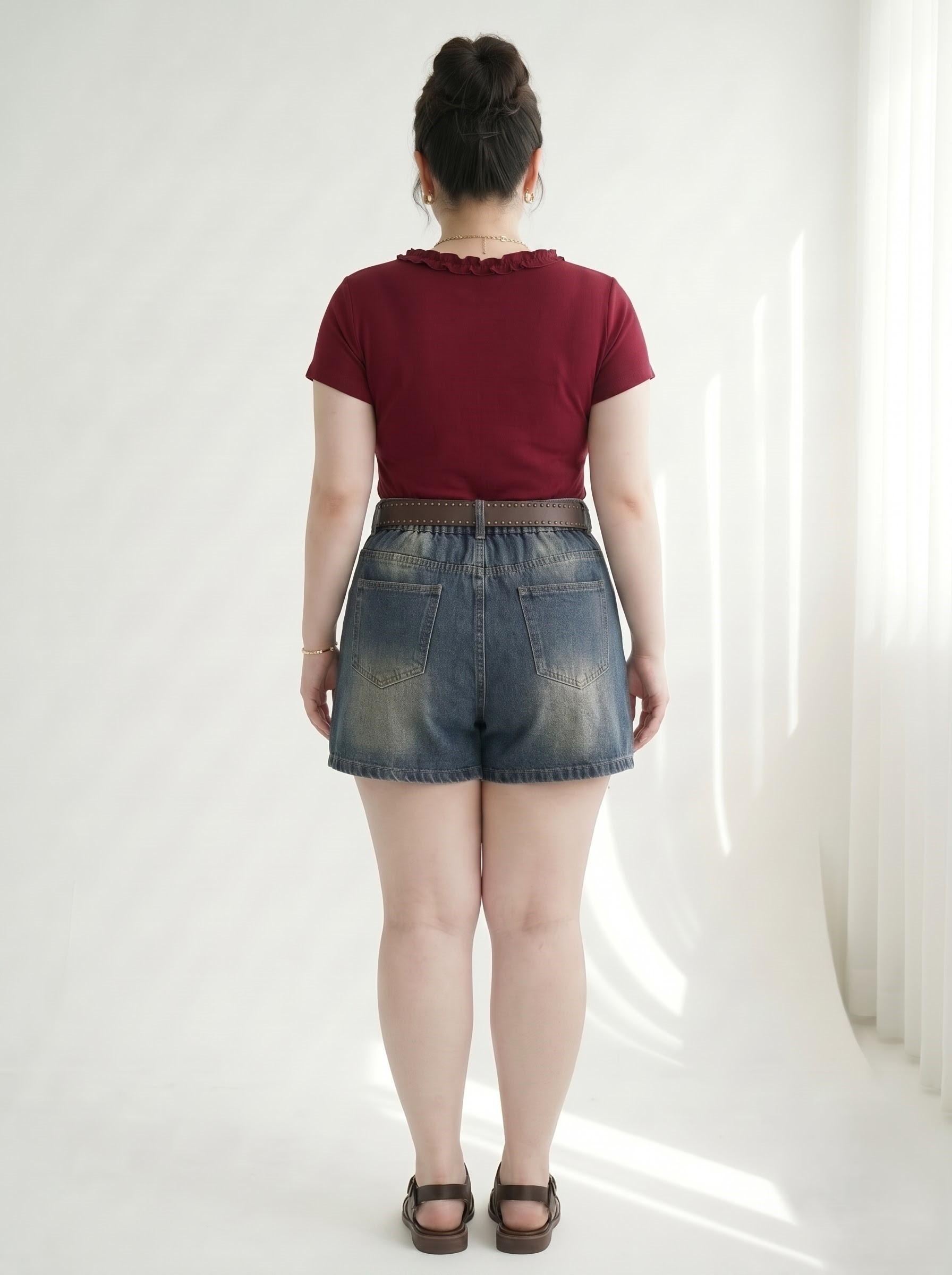 Quần Giả Váy Jean Ép Đá Bigsize Lưng Thun Cạp Cao Không Co Giãn - Xanh Nhạt, Xanh Đậm - Vừa 55–90kg - T-QVJ2129_thumbnail_3