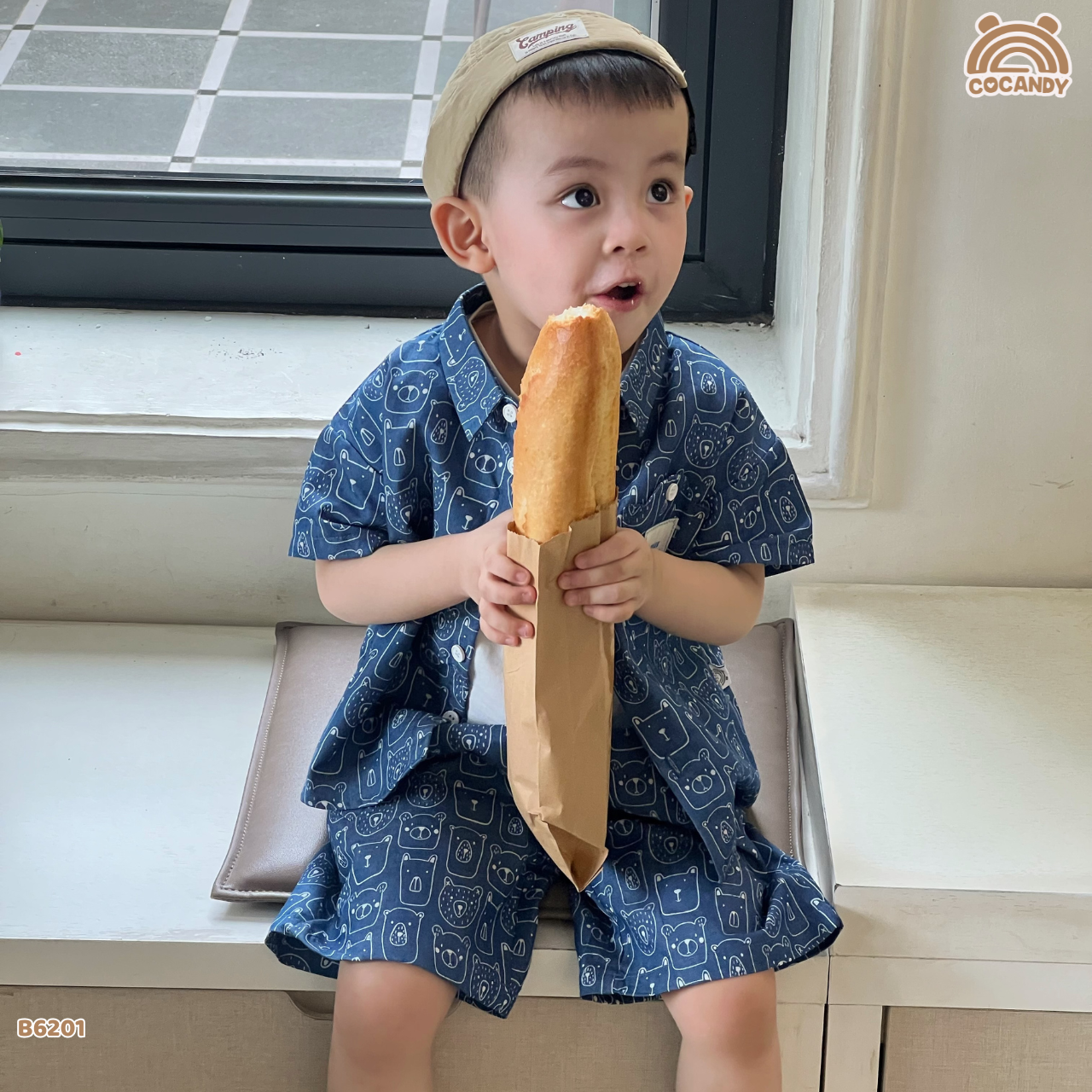 Bộ cộc sơ mi XANH in mặt gấu_thumbnail_6