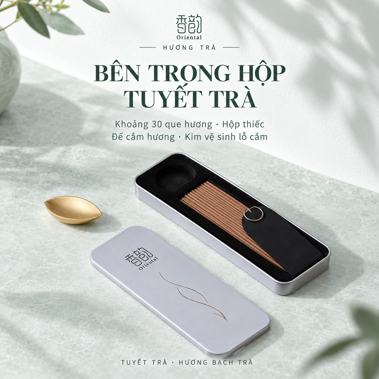 Tuyết Trà - Nhang thơm không tăm Oriental hương Bạch Trà, 30 que, tặng đế cắm_thumbnail_1