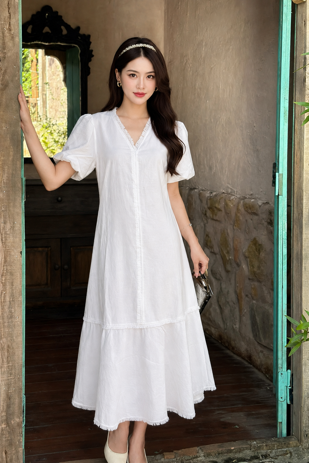 LV029 - VÁY TRẮNG TAY BỒNG_thumbnail_3
