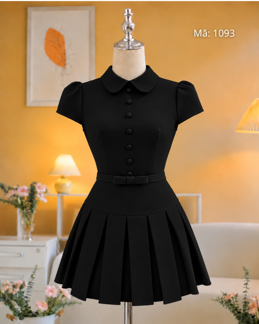 Đầm Xếp Ly Cổ Sen Nơ Eo_thumbnail_6