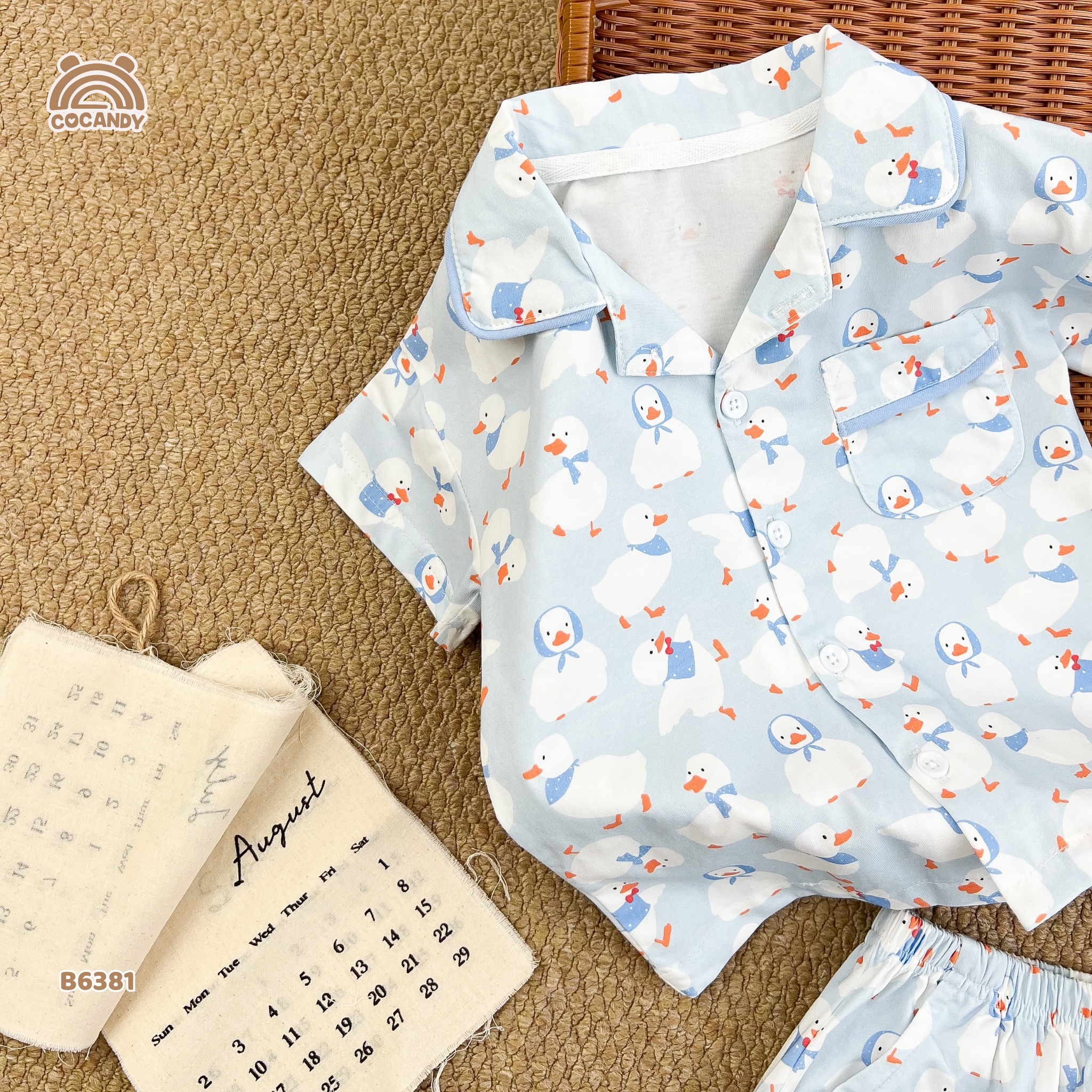Bộ cộc pijama XANH họa tiết vịt quàng khăn_thumbnail_5