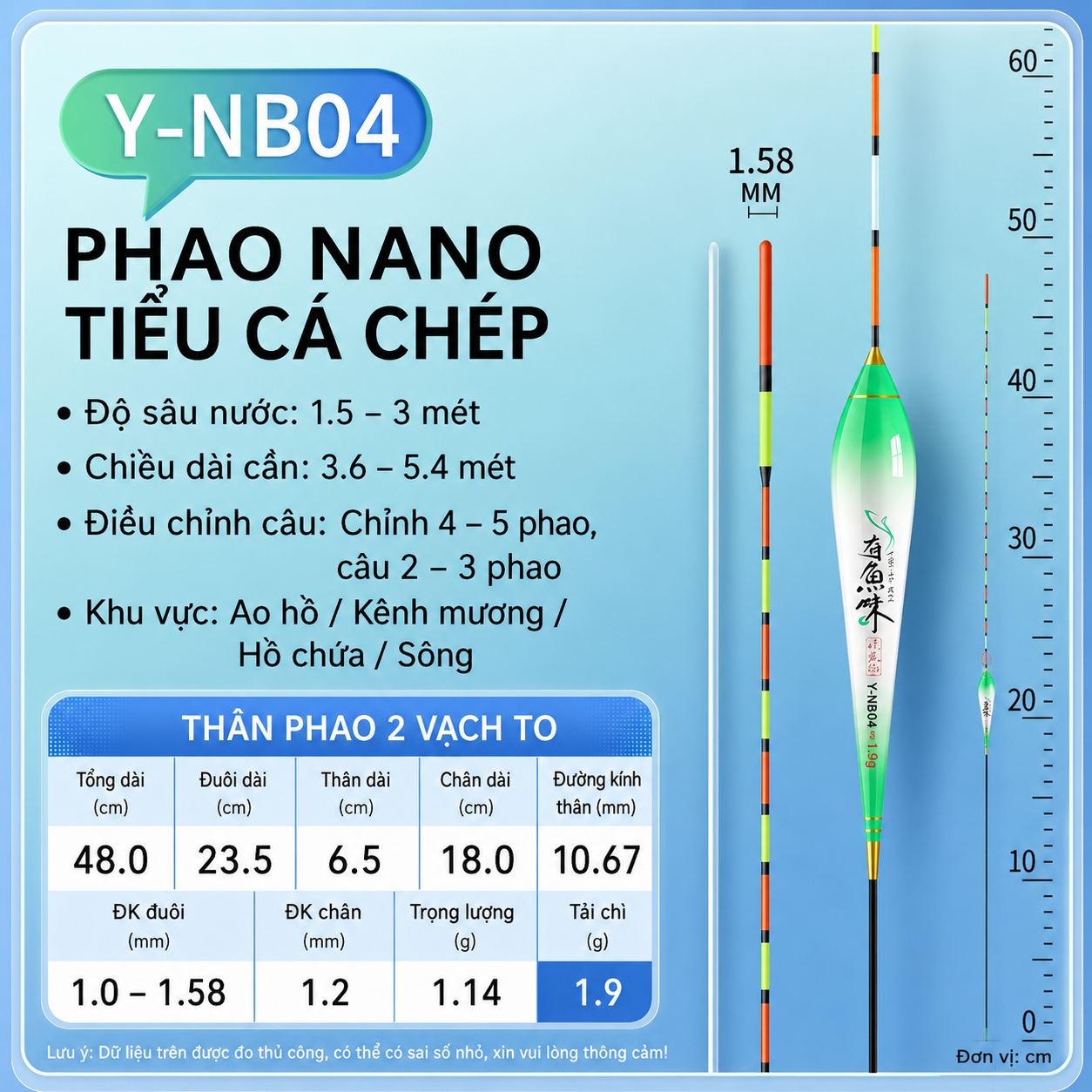 Phao Nano YOU YU WEI Tiểu Tiên Đuôi Pha Lê Siêu Nhạy Chống Chói – Tải Chì 1.1G–3.3G Y-NB01–Y-NB09_thumbnail_0