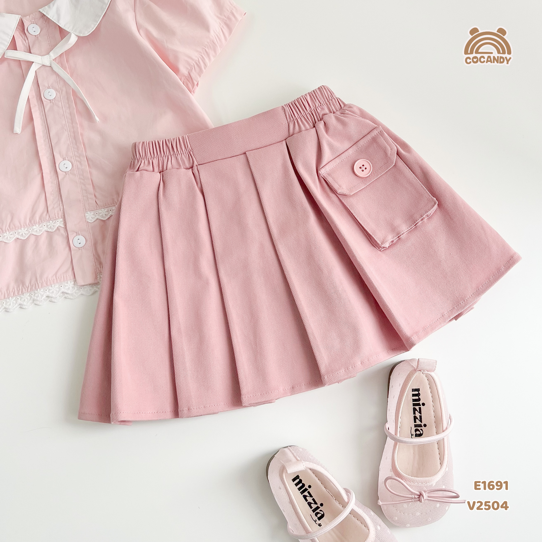 Chân váy cộc kaki HỒNG phối túi cúc_thumbnail_3