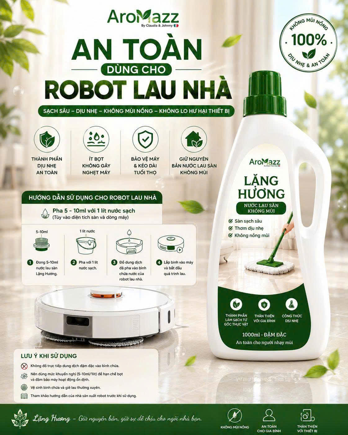NƯỚC LAU SÀN AROMAZZ TẶNG 10ML TINH DẦU
