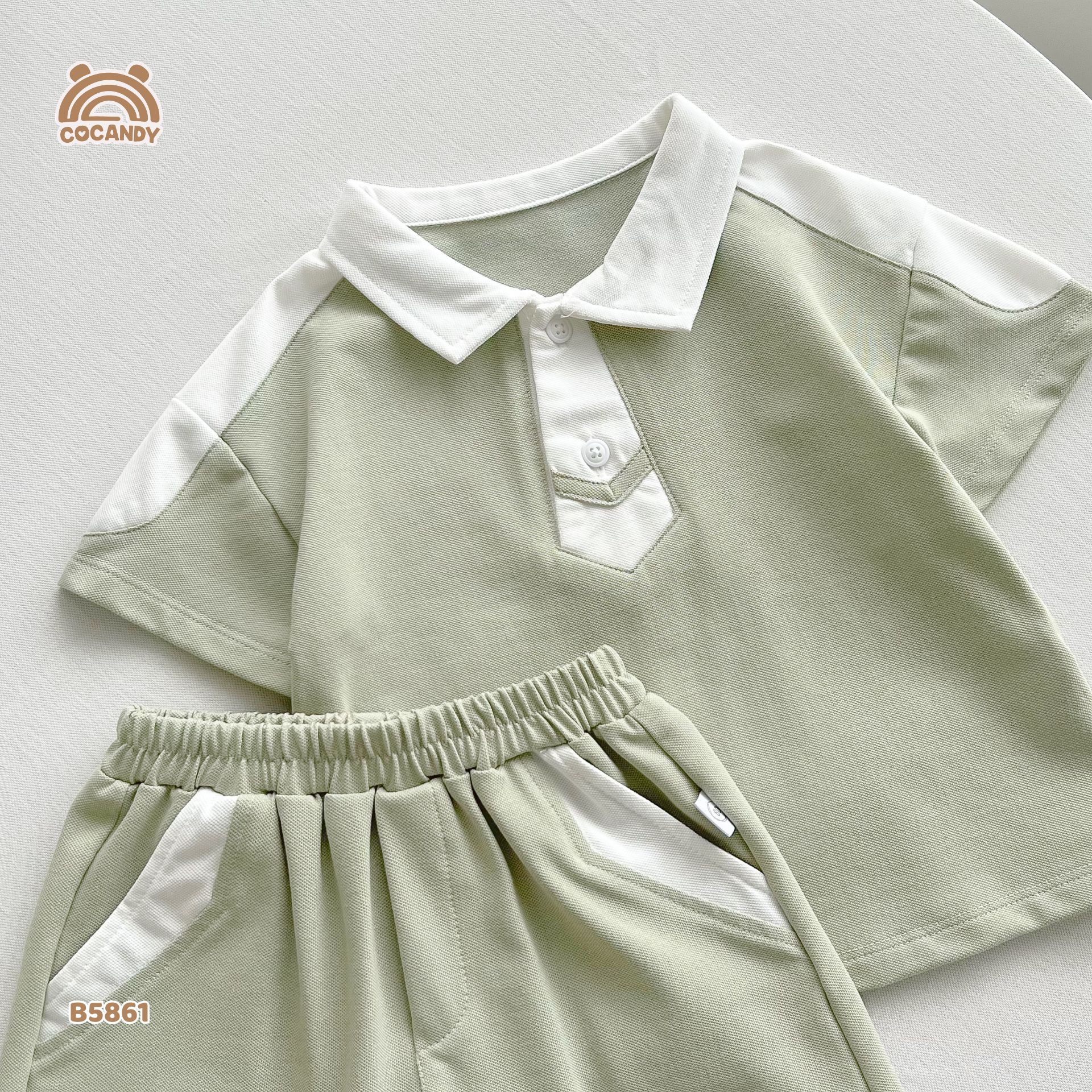 Bộ cộc polo XANH LÁ giả cổ cà vạt_thumbnail_5