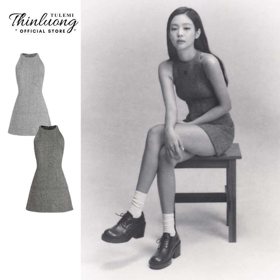 Đầm body đầm chữ a đầm xoè màu xám trắng tôn dáng Jen