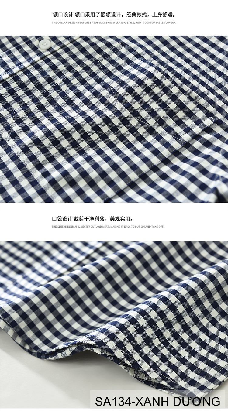SA134 - Áo Sơ Mi Nam Tay Dài Họa Tiết Caro Phong Cách Retro Chất Cotton 100%_thumbnail_8