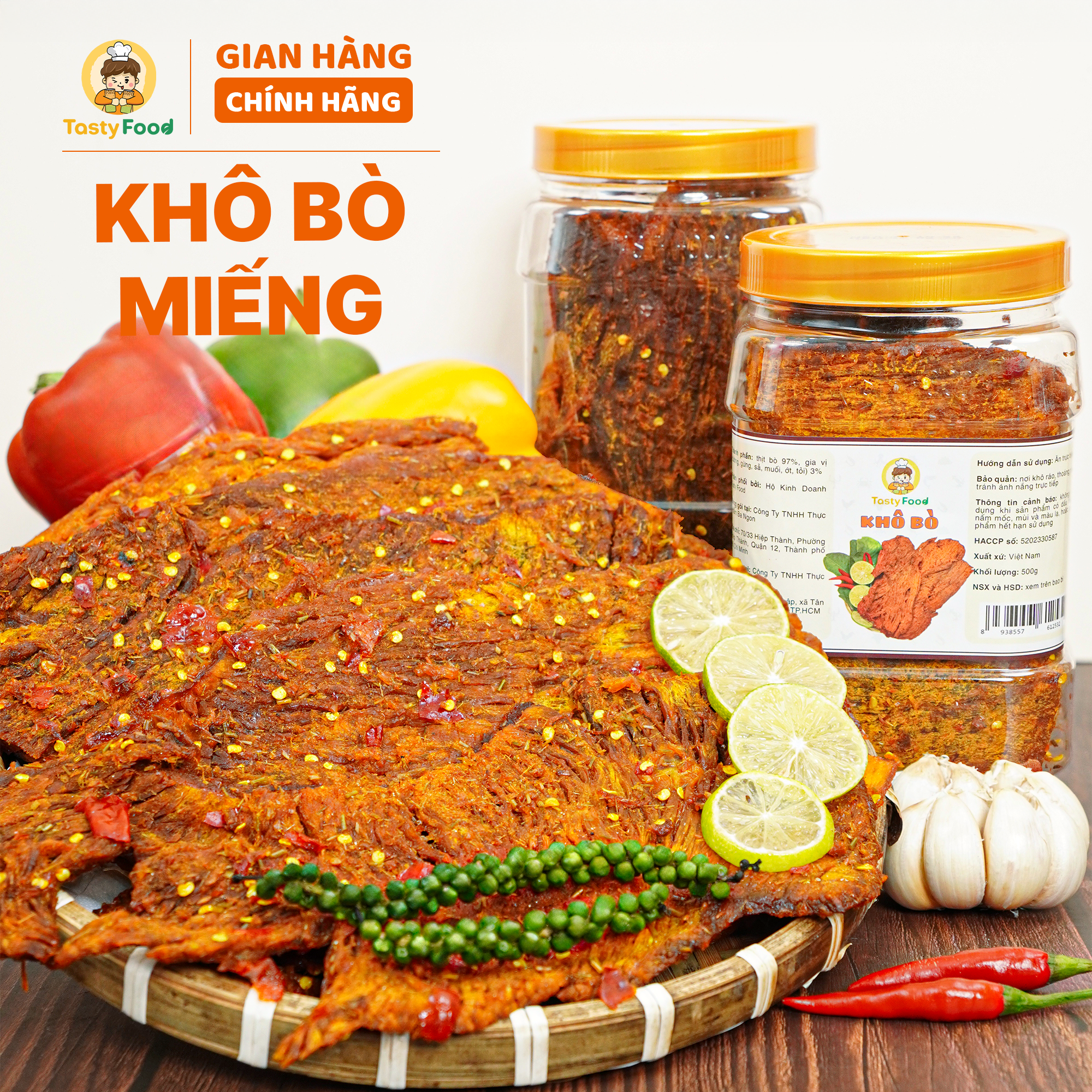 Khô bò miếng Tasty Food - Hũ vuông 500g_thumbnail_3
