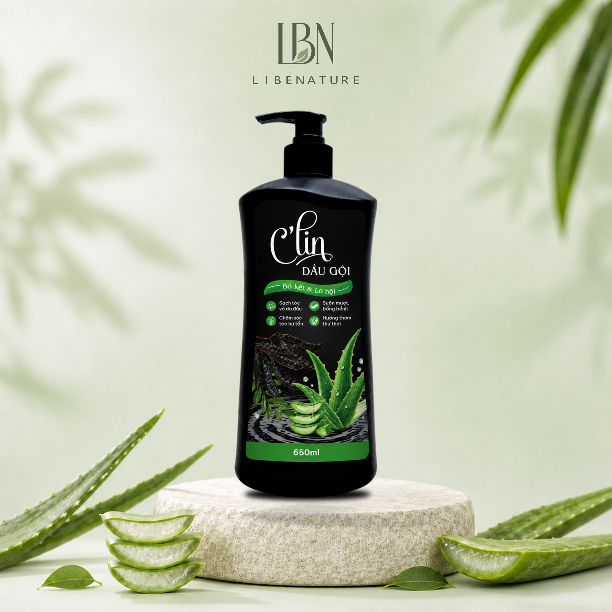 Combo Dầu gội C'lin Bồ kết & Lô hội 650ml & Sữa tắm C'lin Sữa dê ngọc trai 500ml_thumbnail_4