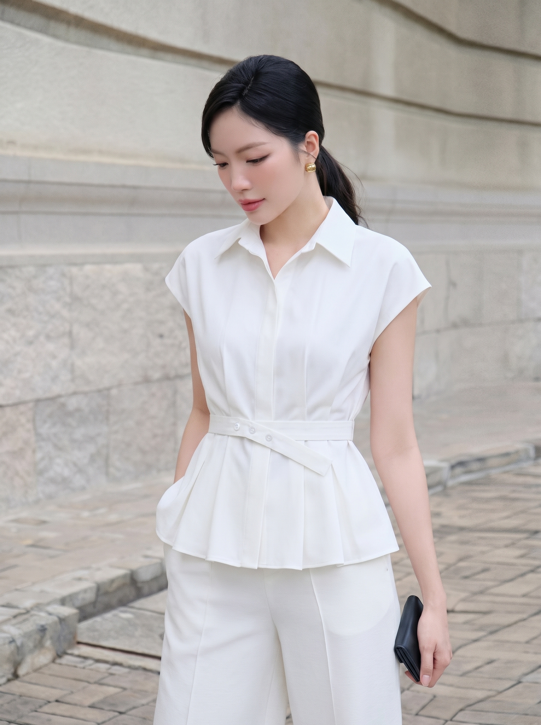 Áo sơ mi trắng peplum 26118