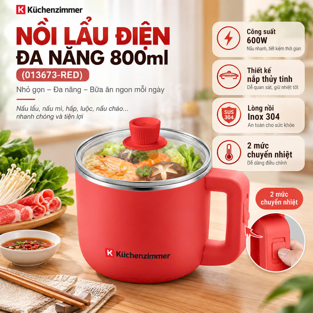 Nồi Lẩu Điện Đa Năng Kuchenzimmer 800 ML