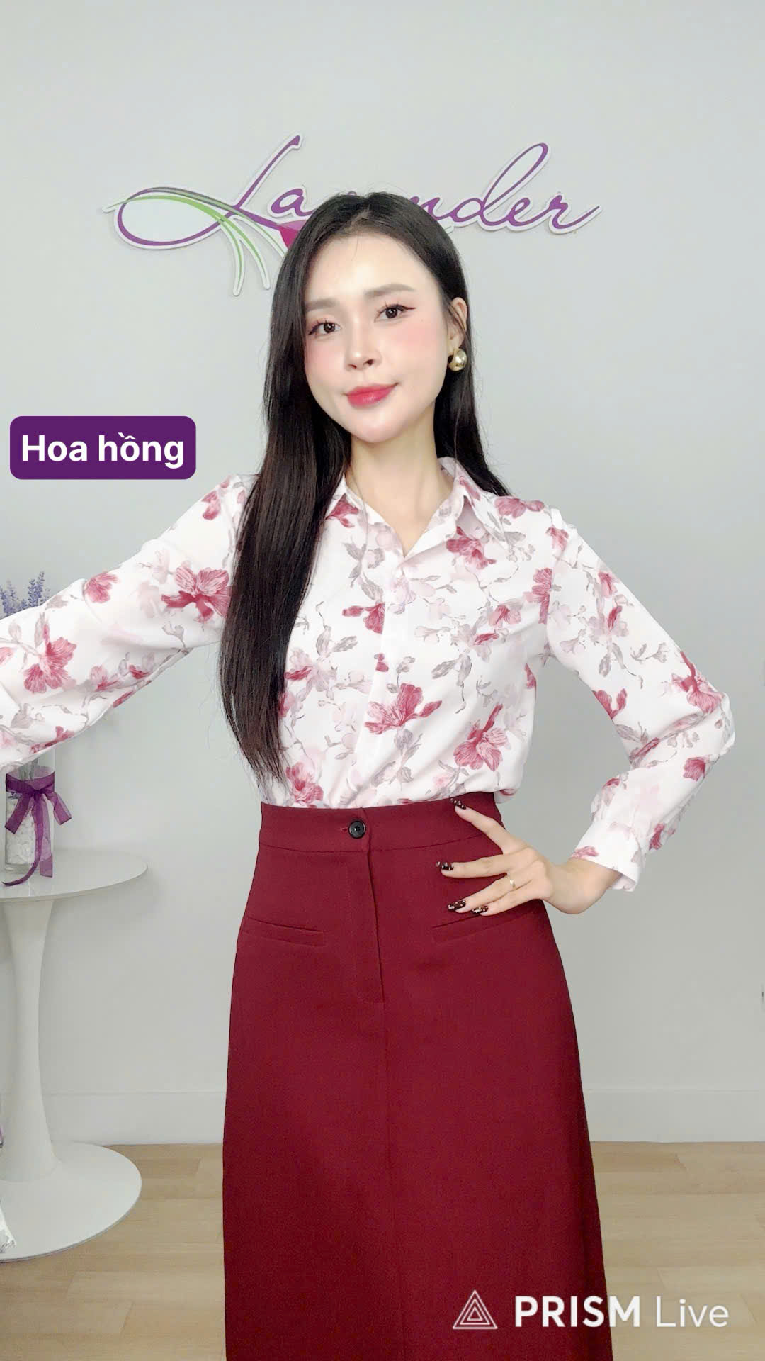 A4283 Sơ mi hoa tay dài nẹp ghin