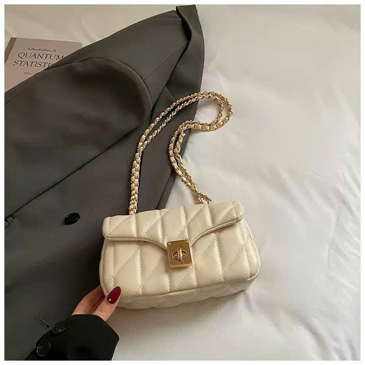 Túi Xách Kẹp Nách Nữ Cunbag Vân Quả Trám Phồng Túi Đeo Vai Nắp Gập Khóa Kim Loại Thời Trang CUN534_thumbnail_1