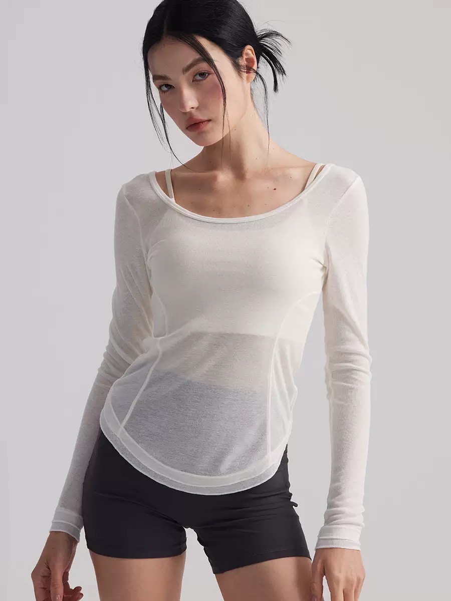 Áo Tanktop Thể Thao Nữ Tay Dài Lưng Dây Form Ôm Vải Lưới Giấy Thoáng Khí Nhanh Khô_thumbnail_2