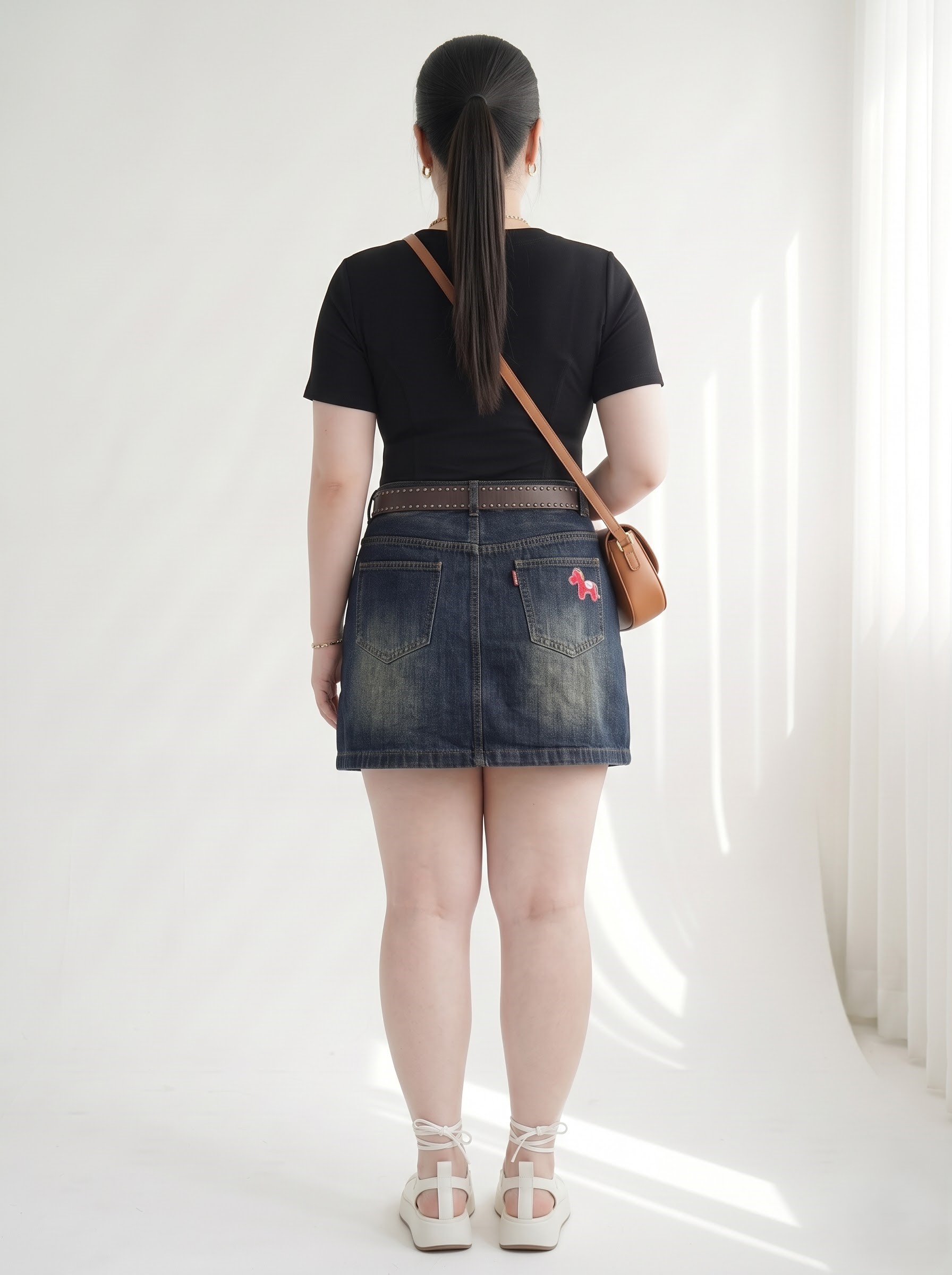 Chân Váy Jean Thêu Ngựa Bigsize Có Quần Bảo Hộ Cạp Cao - Nhiều Màu - Size 30–35 - T-JV2128_thumbnail_3
