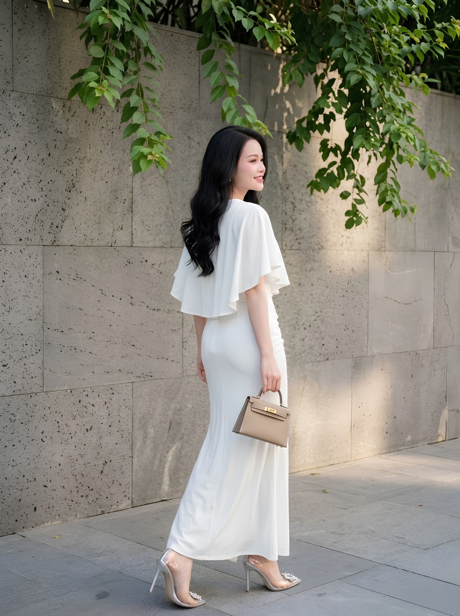 G63 - Đầm Cổ Vuông Tay Choàng Cánh Tiên Cao Cấp_thumbnail_10
