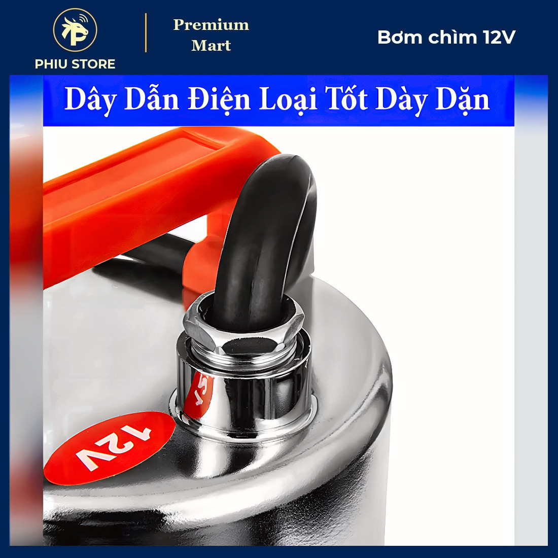Bơm chìm 12V, máy bơm chìm dùng bình ắc quy, bơm nước 12V đẩy cao, máy bơm nước ắc quy, 300W và 370W, PHIU STORE_thumbnail_6