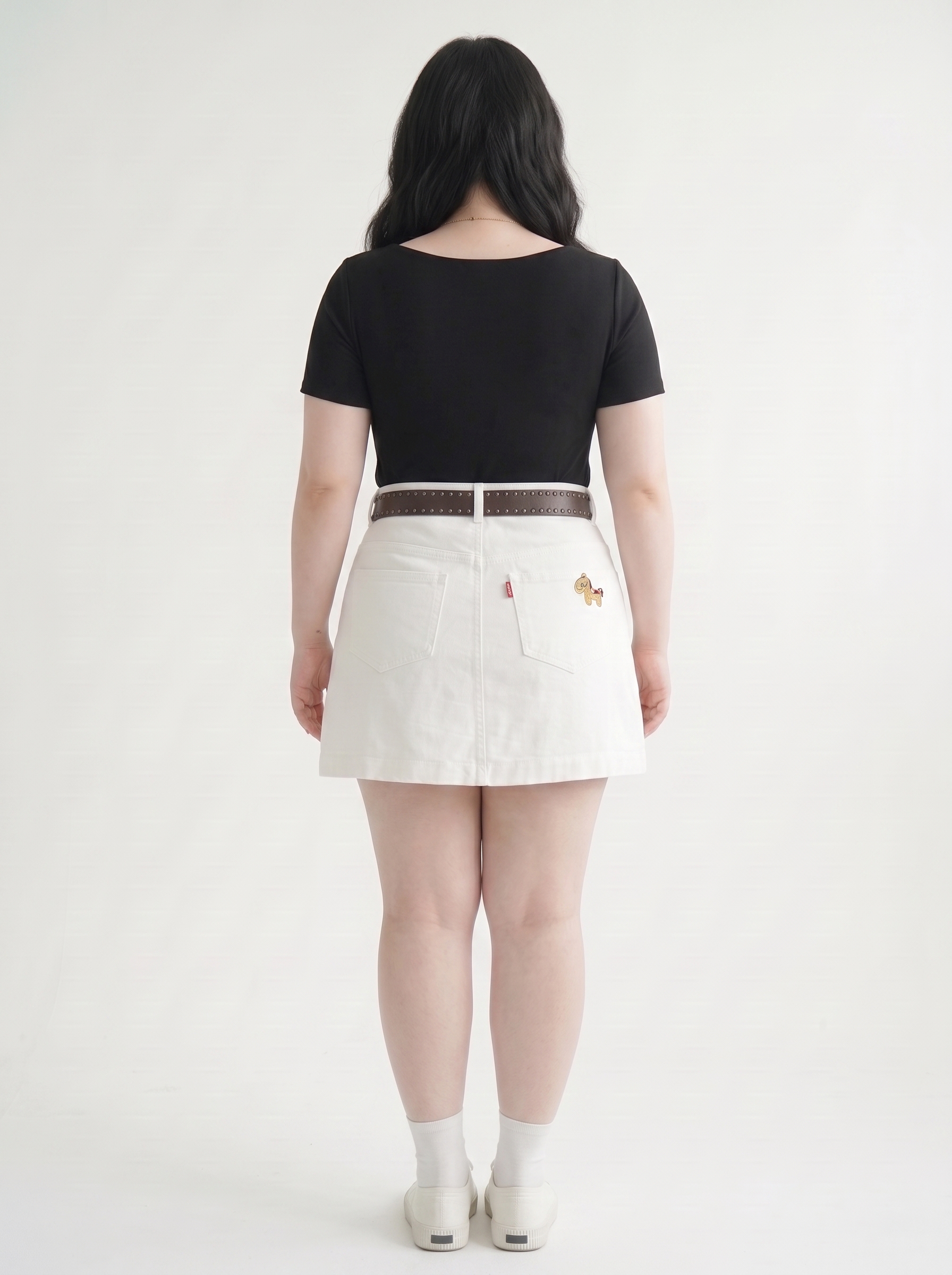 Chân Váy Jean Thêu Ngựa Bigsize Dáng A Lưng Cao Có Quần Bảo Hộ - Đen, Trắng - Vừa 55–90kg - T-JV2123_thumbnail_1