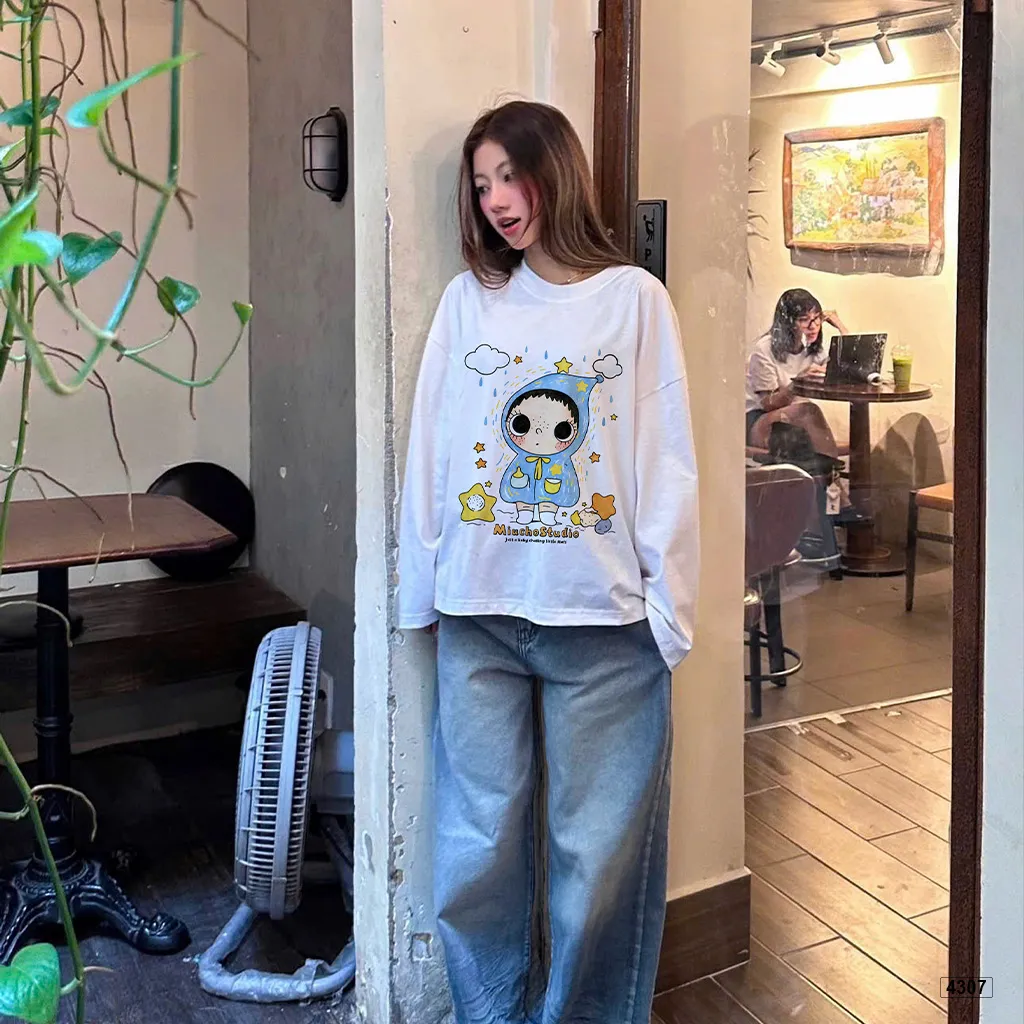 Áo thun tay dài unisex form boxy Miucho 4307_thumbnail_4