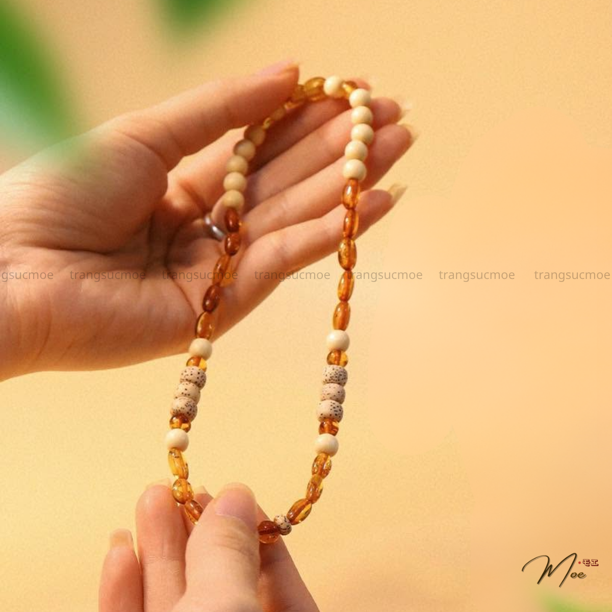 B75 - Set dây chuyền & vòng tay hổ phách dâu tằm cho bé_thumbnail_10