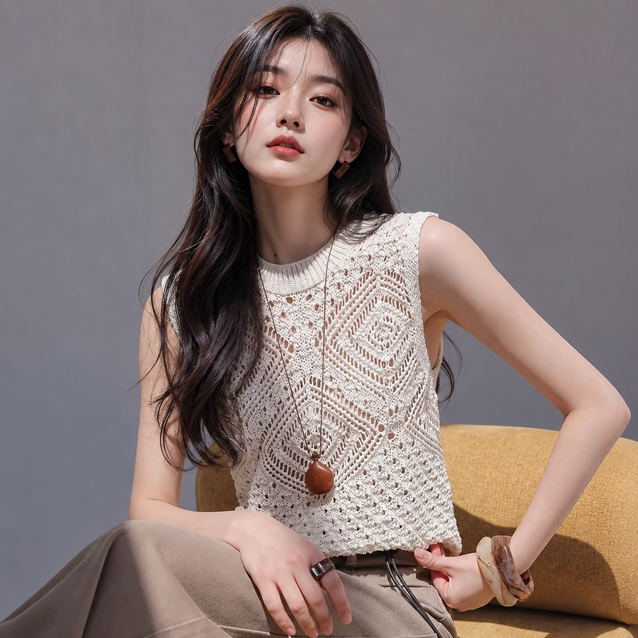 MS GK2705339- Áo Len Dệt Kim Sát Nách 